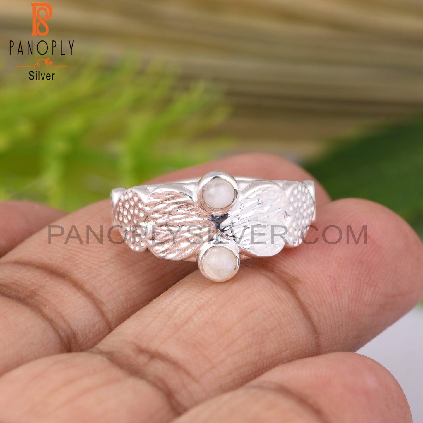 Rainbow Moonstone Heart Shape 925 Sterling Silver Ring