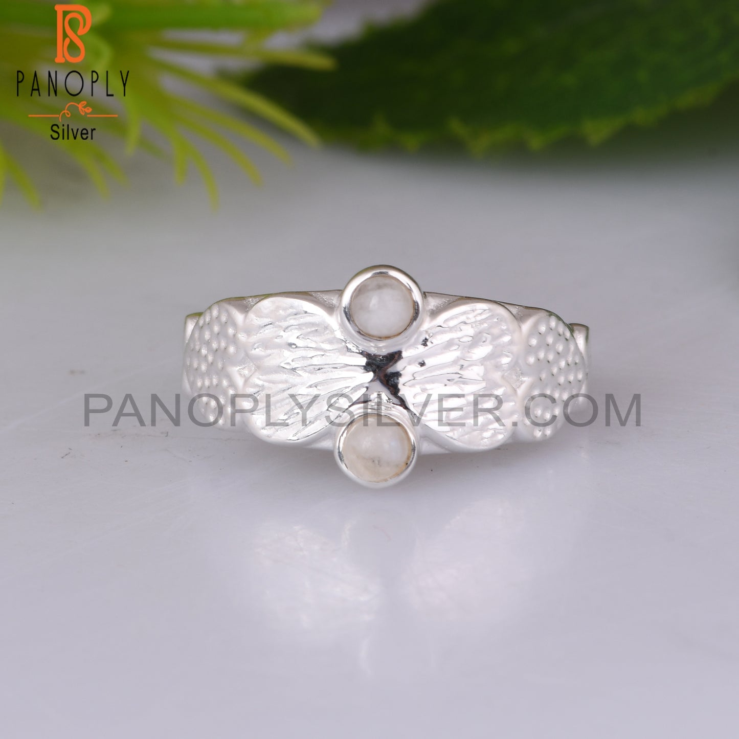 Rainbow Moonstone Heart Shape 925 Sterling Silver Ring