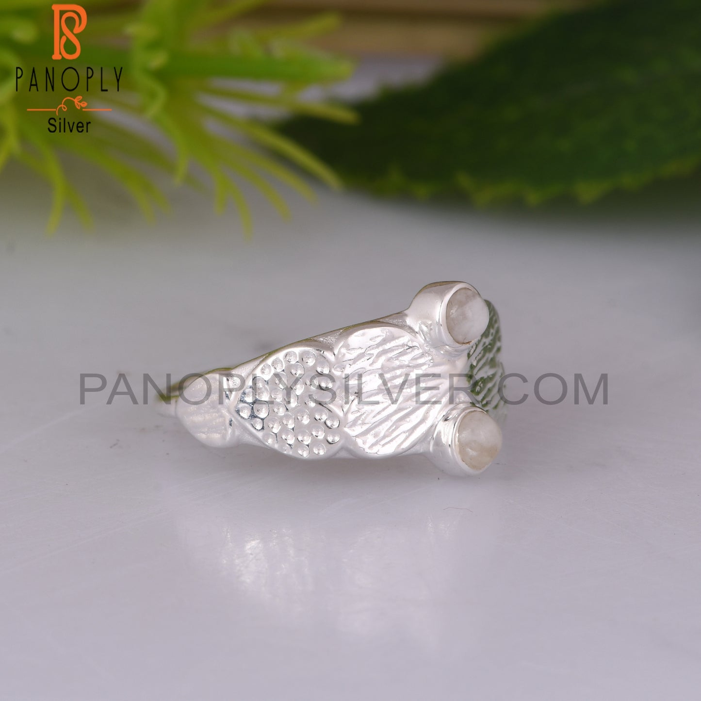 Rainbow Moonstone Heart Shape 925 Sterling Silver Ring