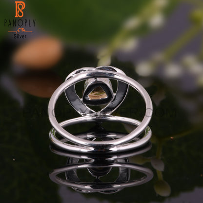 Citrine Gemstone Heart Shape 925 Sterling Silver Ring