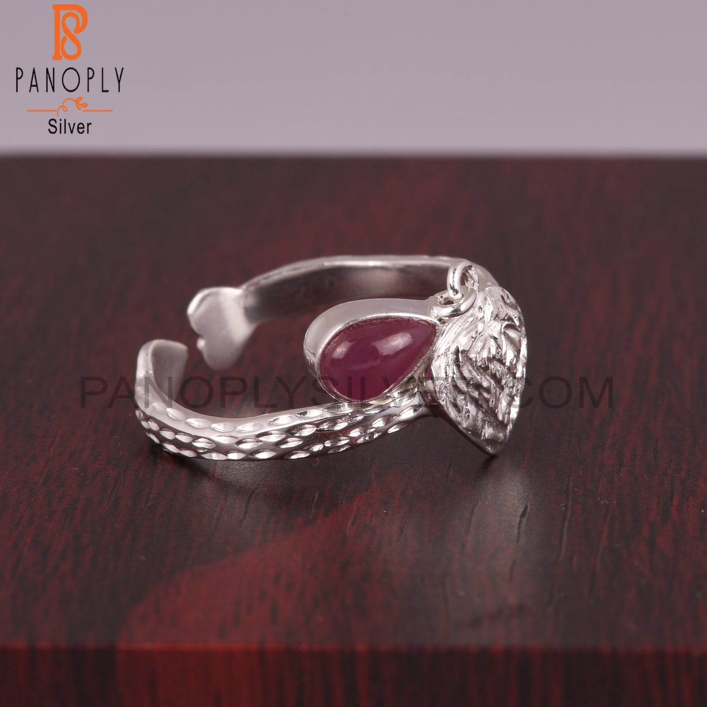 Ruby Pear Shape 925 Sterling Silver Ring
