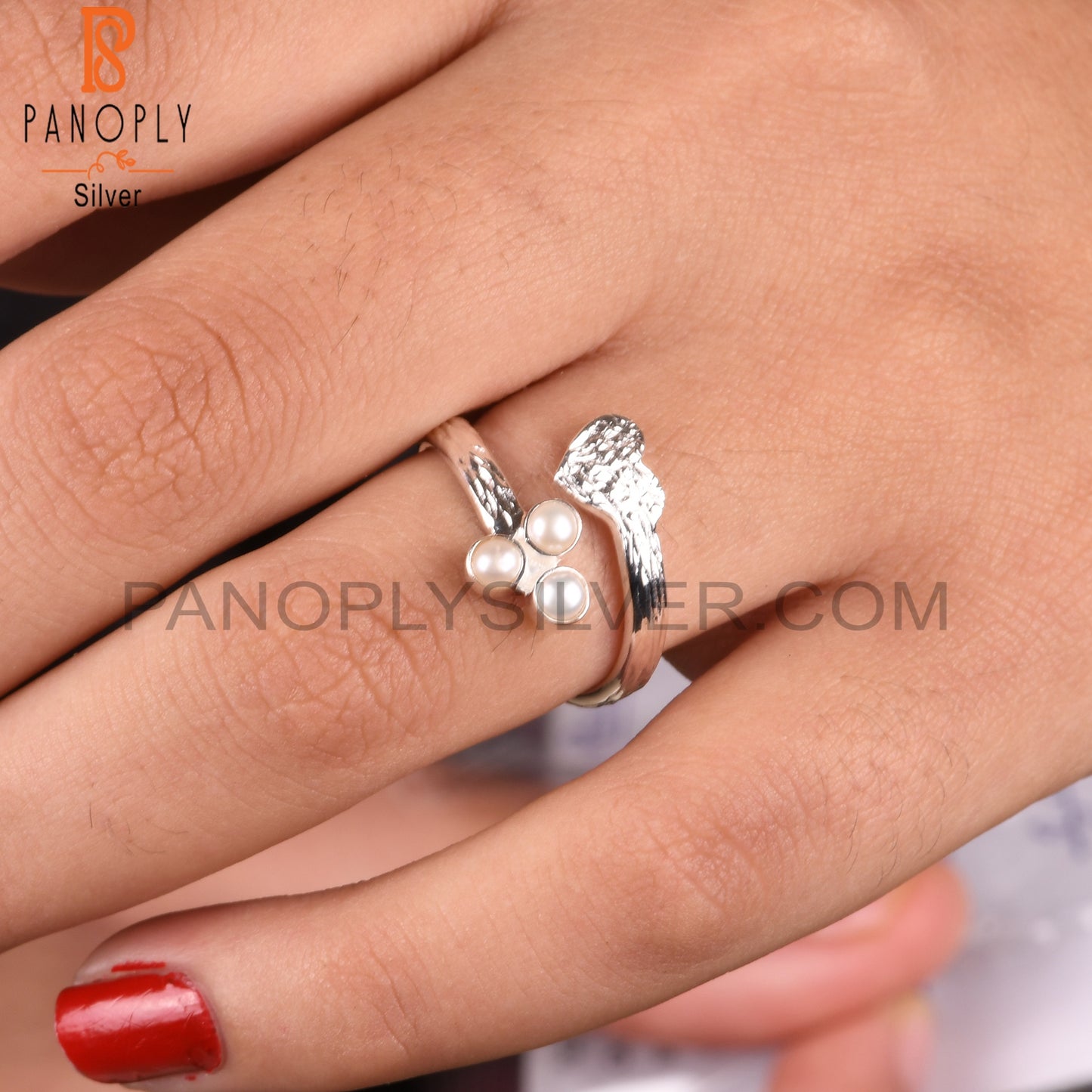 Pearl Round Shape Hypoallergenic 925 Sterling Silver New Ring