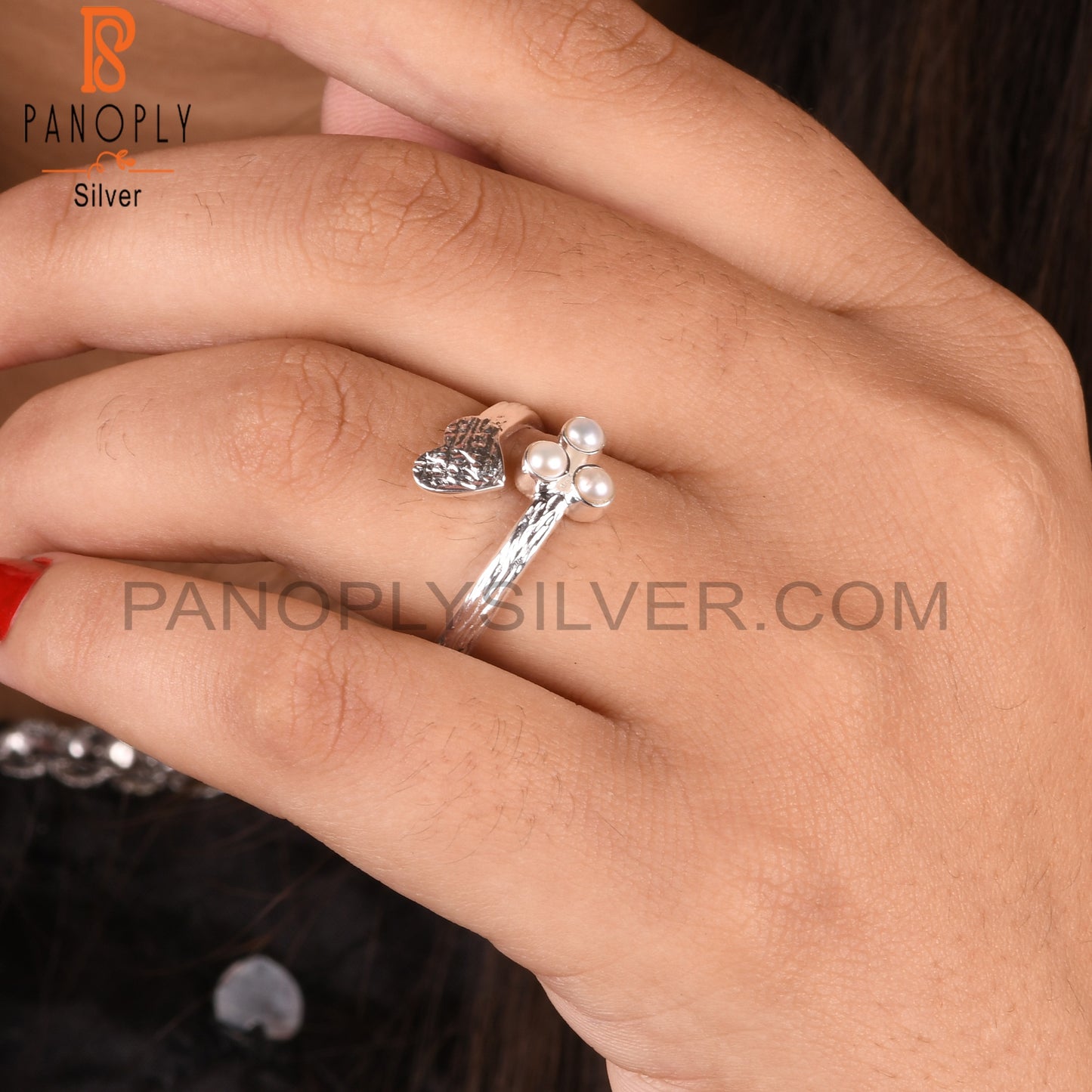 Pearl Round Shape Hypoallergenic 925 Sterling Silver New Ring