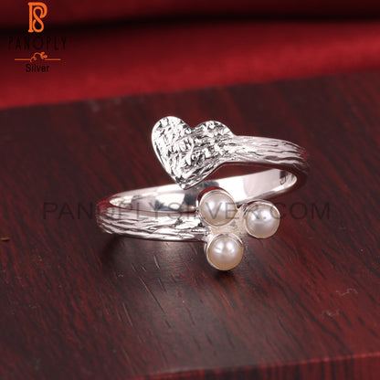 Pearl Round Shape Hypoallergenic 925 Sterling Silver New Ring