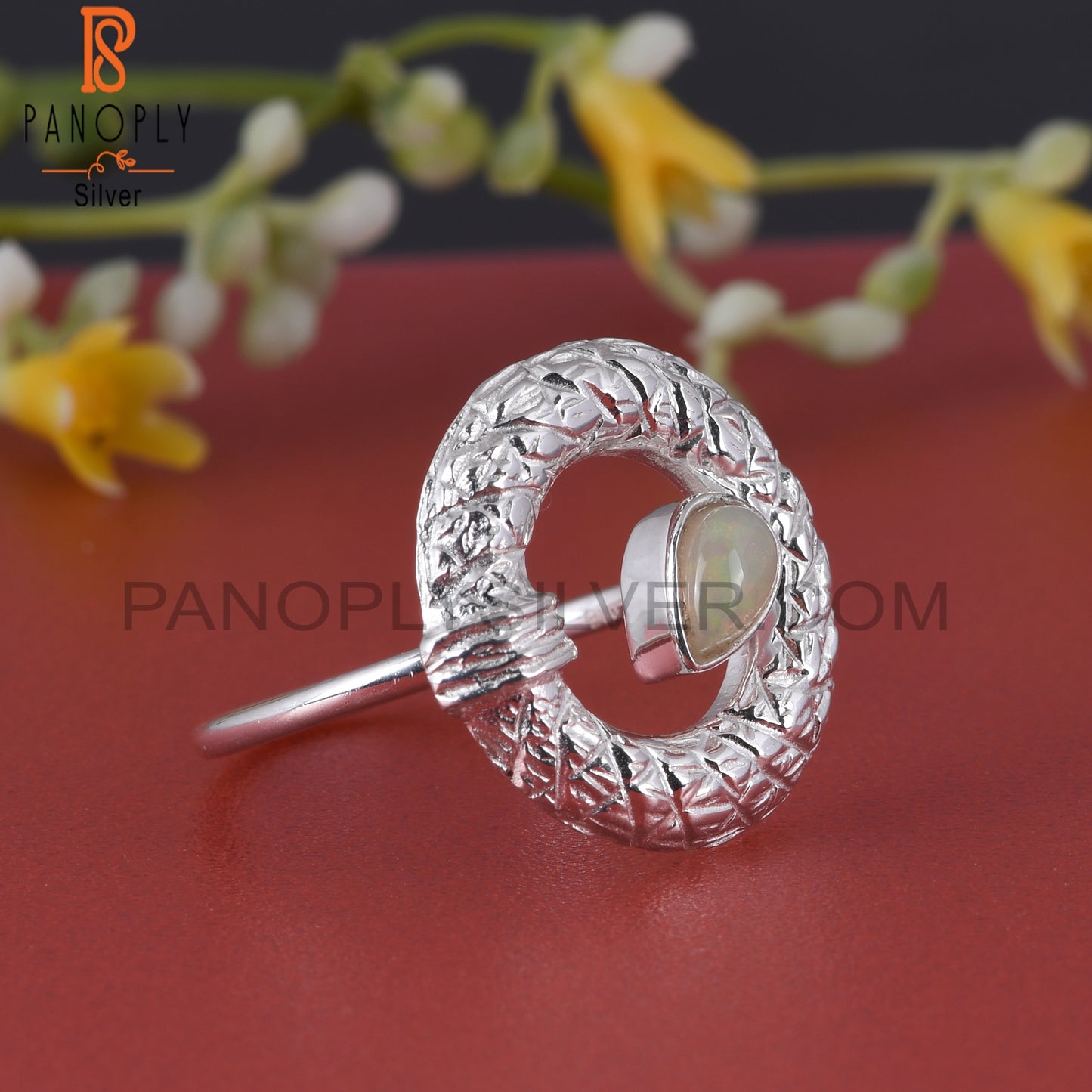 Designer Ethiopian Opal Pear Shape 925 Sterling Silver Ring