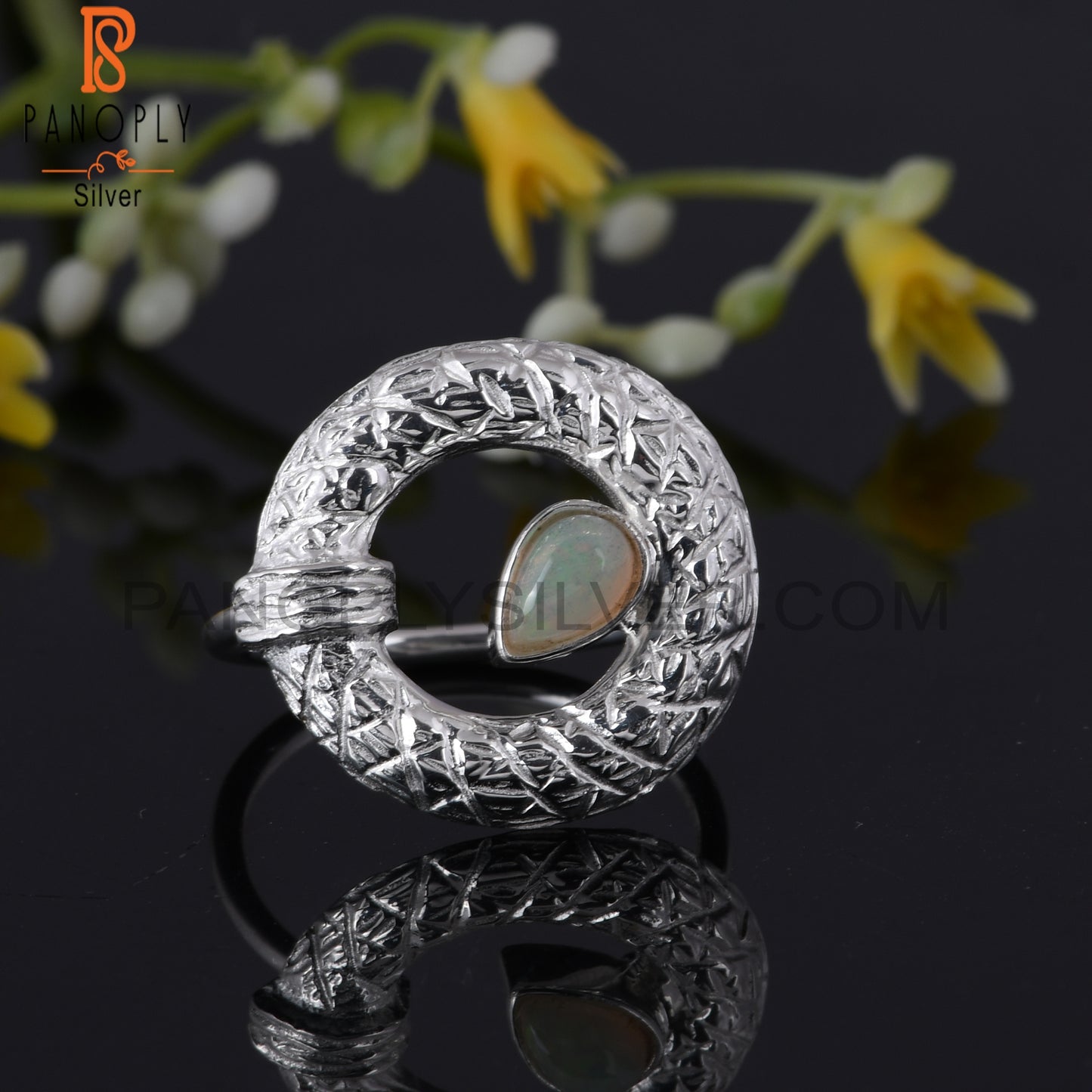 Designer Ethiopian Opal Pear Shape 925 Sterling Silver Ring