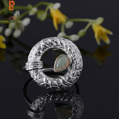 Designer Ethiopian Opal Pear Shape 925 Sterling Silver Ring