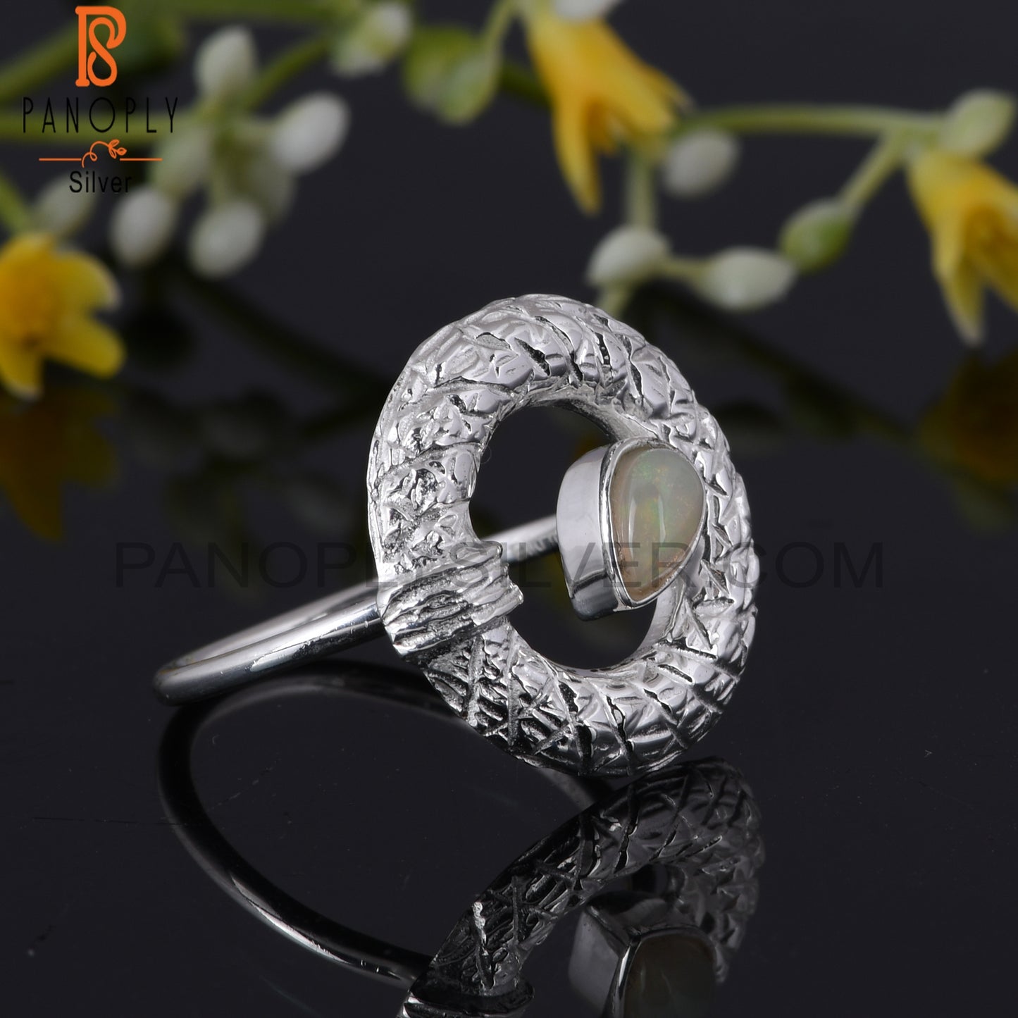 Designer Ethiopian Opal Pear Shape 925 Sterling Silver Ring