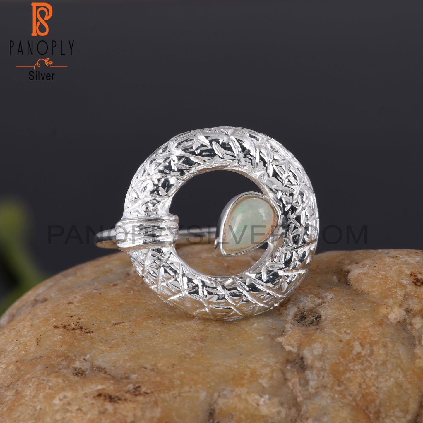Designer Ethiopian Opal Pear Shape 925 Sterling Silver Ring