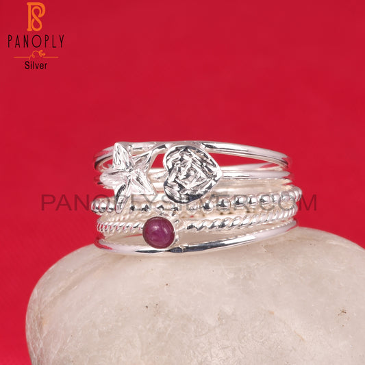 Ruby Designer Round Shape 925 Sterling Silver Ring