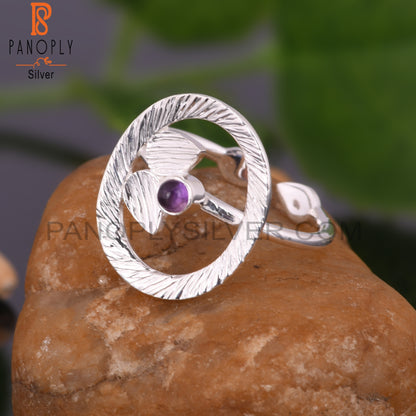 Stylish Amethyst Round Shape 925 Sterling Silver Ring