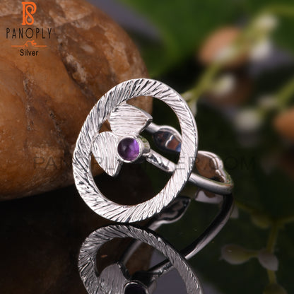 Stylish Amethyst Round Shape 925 Sterling Silver Ring