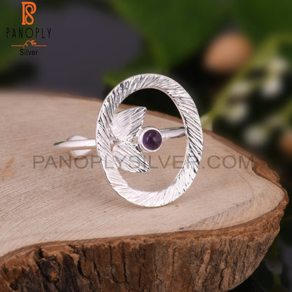 Stylish Amethyst Round Shape 925 Sterling Silver Ring