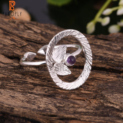 Stylish Amethyst Round Shape 925 Sterling Silver Ring