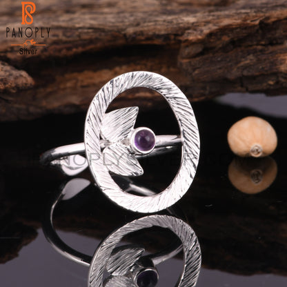 Stylish Amethyst Round Shape 925 Sterling Silver Ring