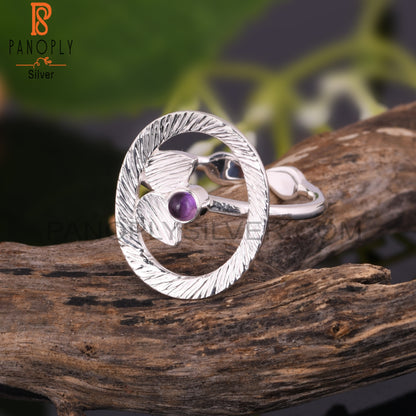 Stylish Amethyst Round Shape 925 Sterling Silver Ring