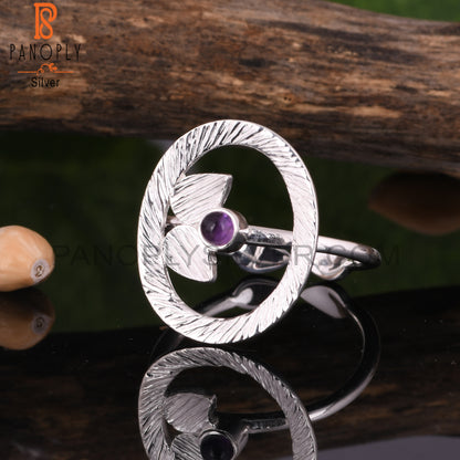 Stylish Amethyst Round Shape 925 Sterling Silver Ring