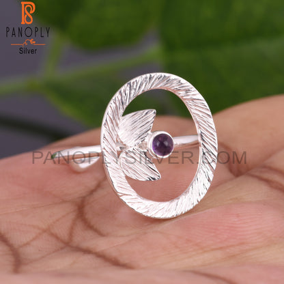 Stylish Amethyst Round Shape 925 Sterling Silver Ring