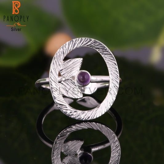 Stylish Amethyst Round Shape 925 Sterling Silver Ring