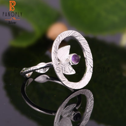 Stylish Amethyst Round Shape 925 Sterling Silver Ring