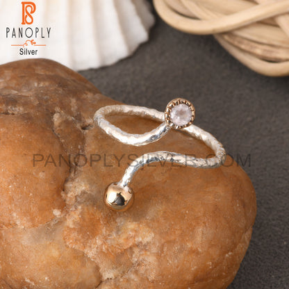Rose Quartz Round Shape 925 Sterling Silver Ring