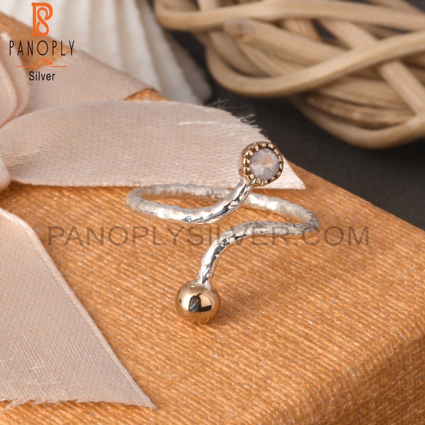 Rose Quartz Round Shape 925 Sterling Silver Ring