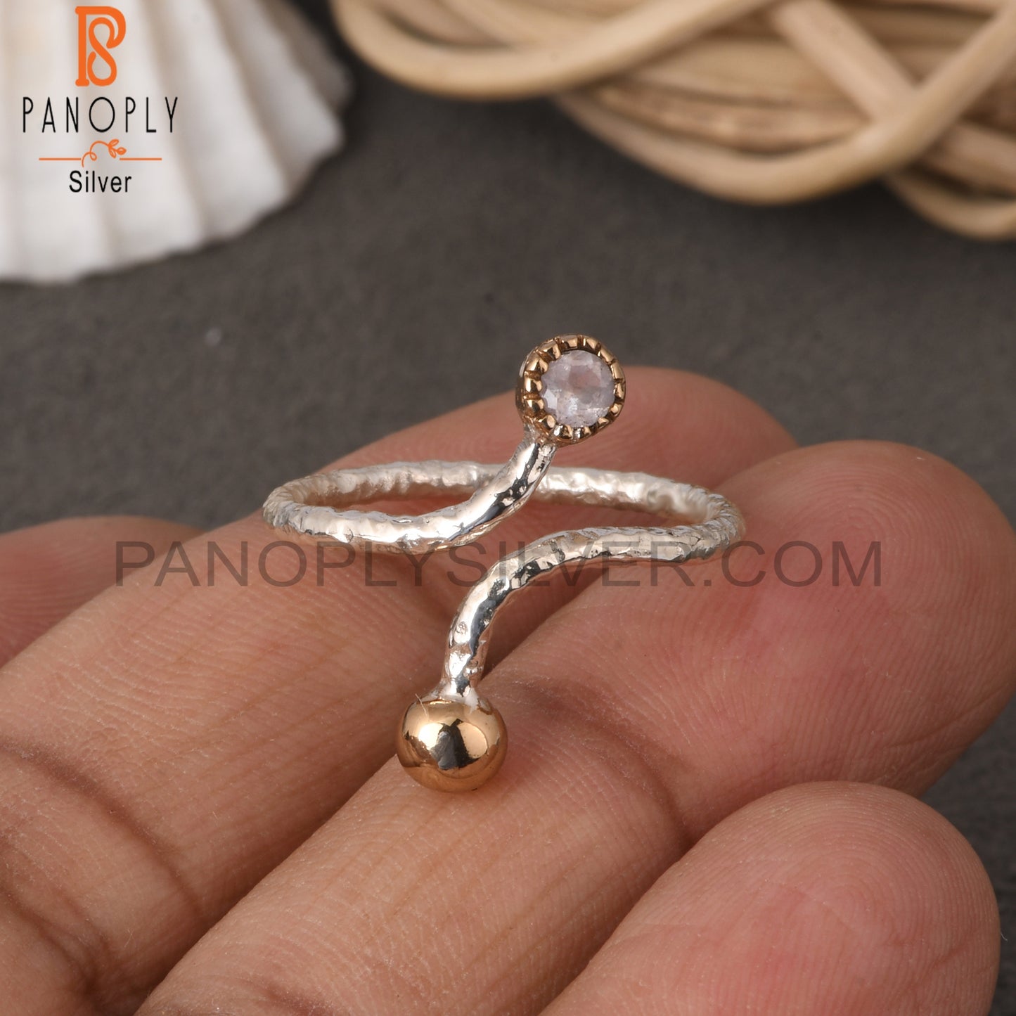 Rose Quartz Round Shape 925 Sterling Silver Ring