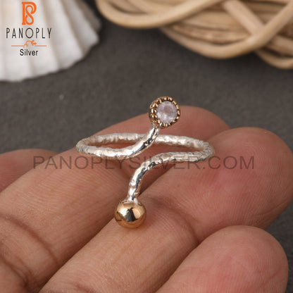 Rose Quartz Round Shape 925 Sterling Silver Ring