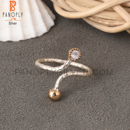 Rose Quartz Round Shape 925 Sterling Silver Ring
