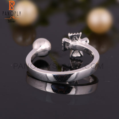 Garnet Red Round Shape 925 Sterling Silver Ring