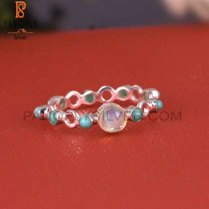 925 Silver Arizona Turquoise & Ethiopian Opal Filigree Ring