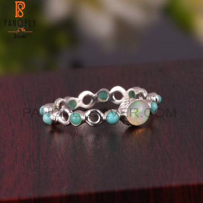 925 Silver Arizona Turquoise & Ethiopian Opal Filigree Ring