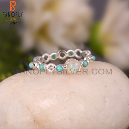 925 Silver Arizona Turquoise & Ethiopian Opal Filigree Ring