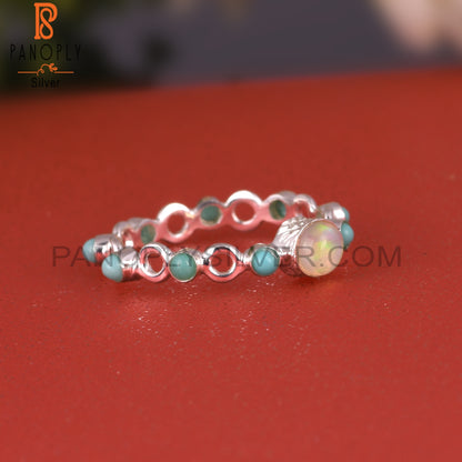 925 Silver Arizona Turquoise & Ethiopian Opal Filigree Ring