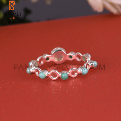 925 Silver Arizona Turquoise & Ethiopian Opal Filigree Ring