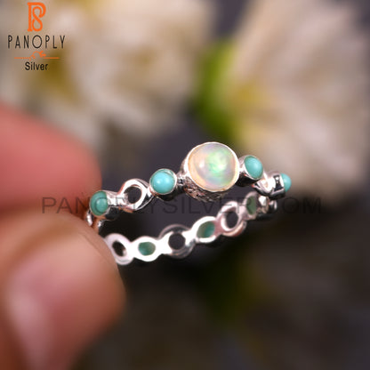 925 Silver Arizona Turquoise & Ethiopian Opal Filigree Ring