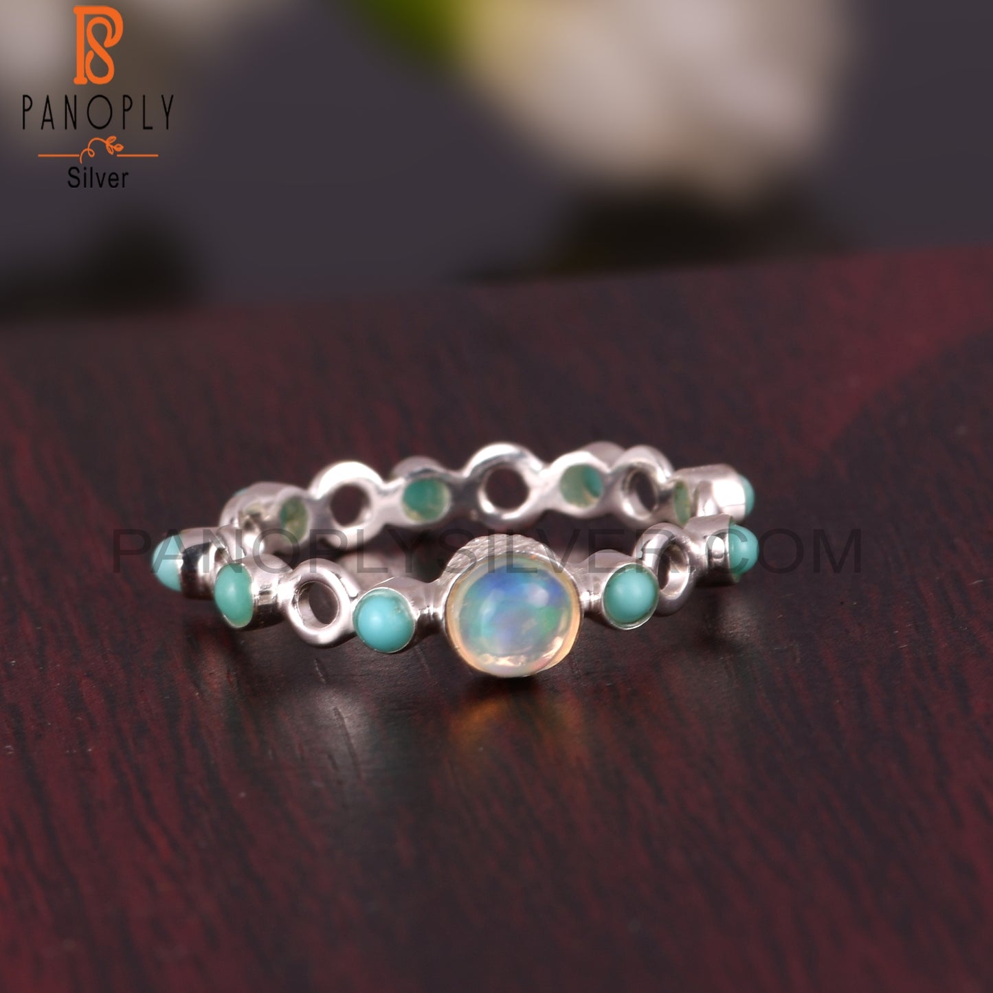 925 Silver Arizona Turquoise & Ethiopian Opal Filigree Ring