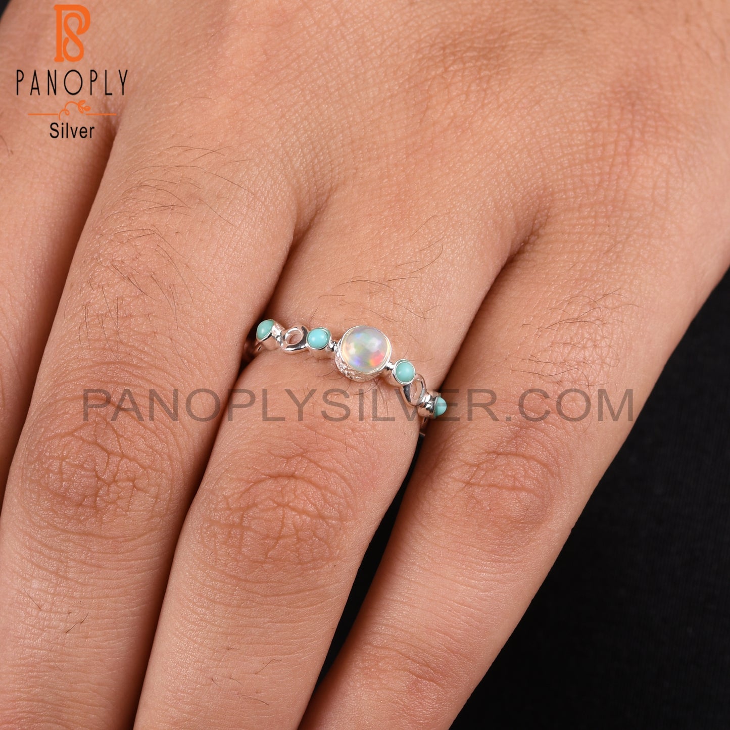Ethiopian Opal Round 925 Sterling Silver Ring For Her