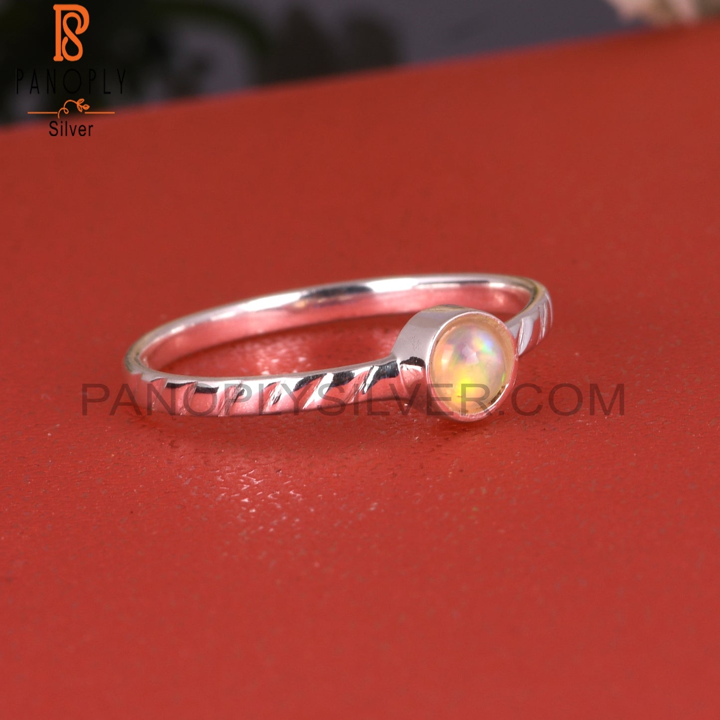 Ethiopian Opal Round 925 Sterling Silver Ring For Her