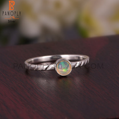 Ethiopian Opal Round 925 Sterling Silver Ring For Her