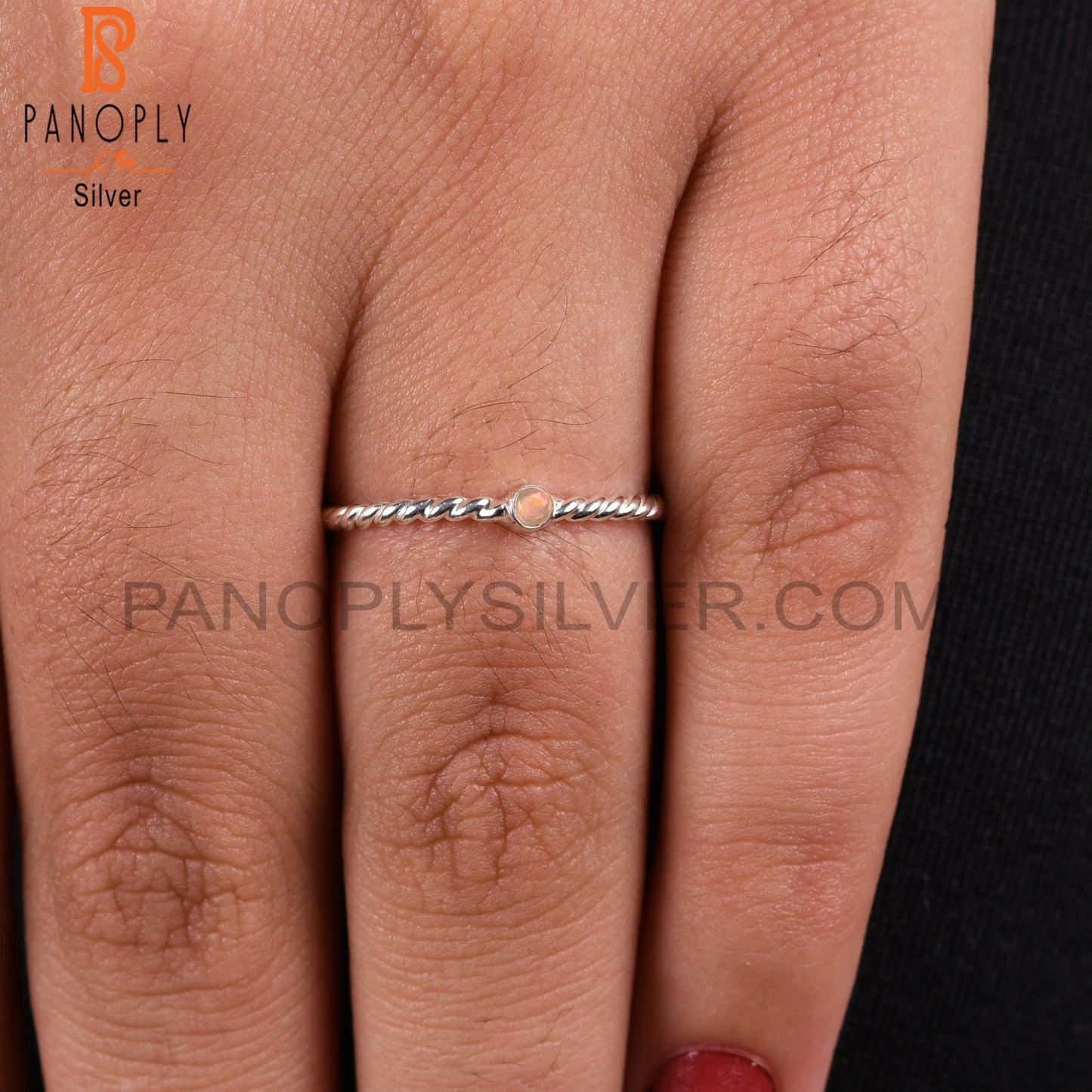 Ethiopian Opal 925 Sterling Silver Simple Twist Ring