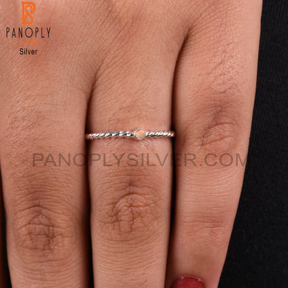 Ethiopian Opal 925 Sterling Silver Simple Twist Ring