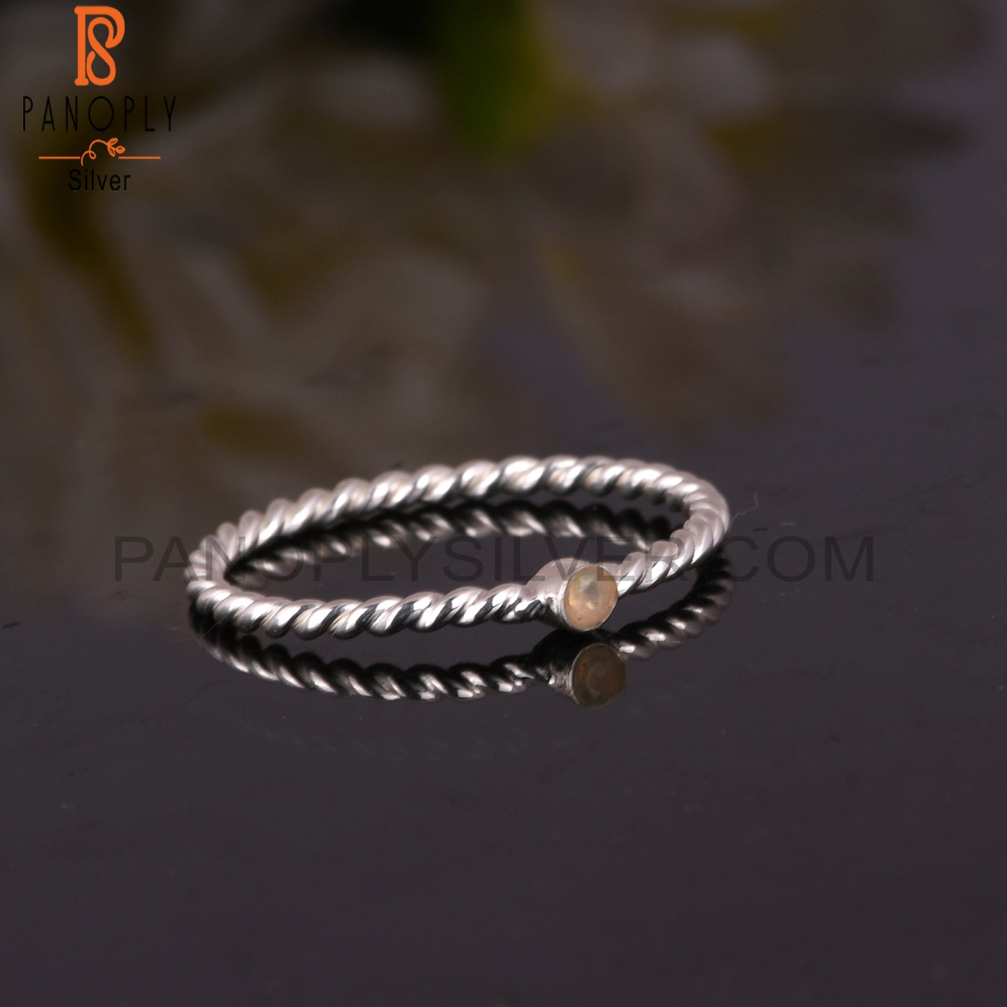 Ethiopian Opal 925 Sterling Silver Simple Twist Ring