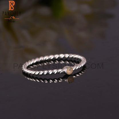 Ethiopian Opal 925 Sterling Silver Simple Twist Ring