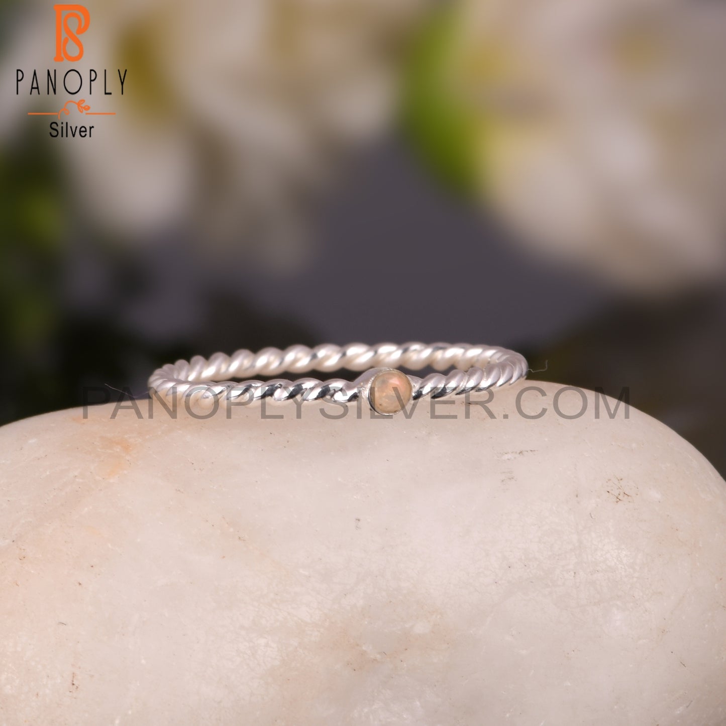 Ethiopian Opal 925 Sterling Silver Simple Twist Ring