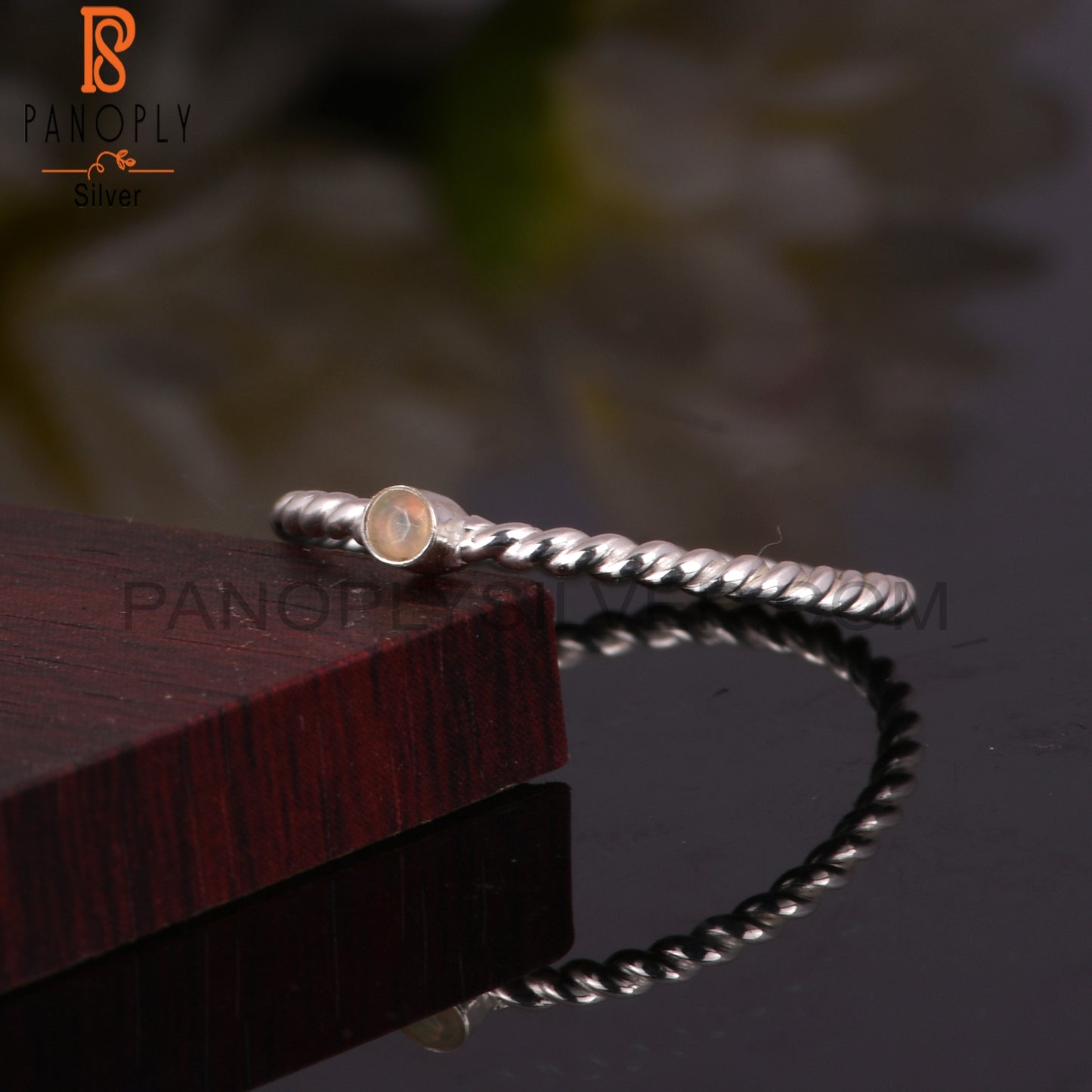 Ethiopian Opal 925 Sterling Silver Simple Twist Ring