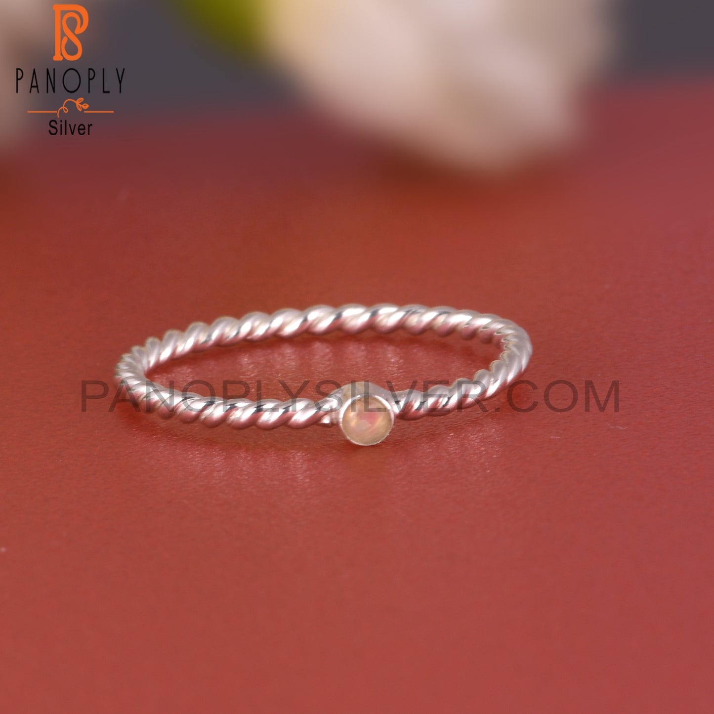 Ethiopian Opal 925 Sterling Silver Simple Twist Ring