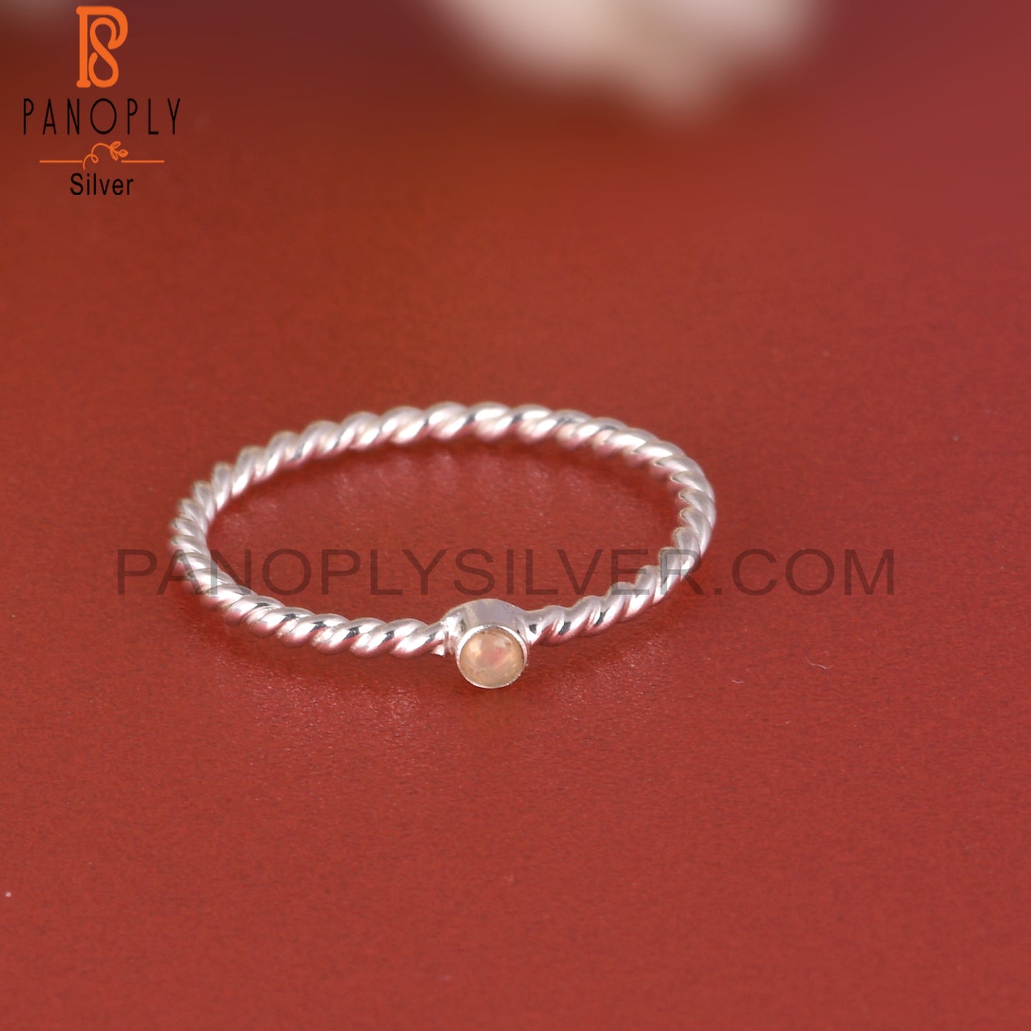 Ethiopian Opal 925 Sterling Silver Simple Twist Ring