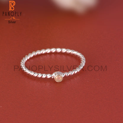 Ethiopian Opal 925 Sterling Silver Simple Twist Ring