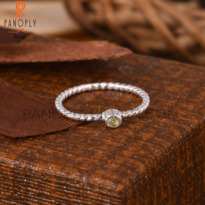 Peridot Round Twist Band 925 Sterling Silver Ring